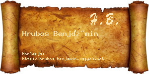 Hrubos Benjámin névjegykártya